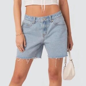 Edikted Light Blue Denim Shorts